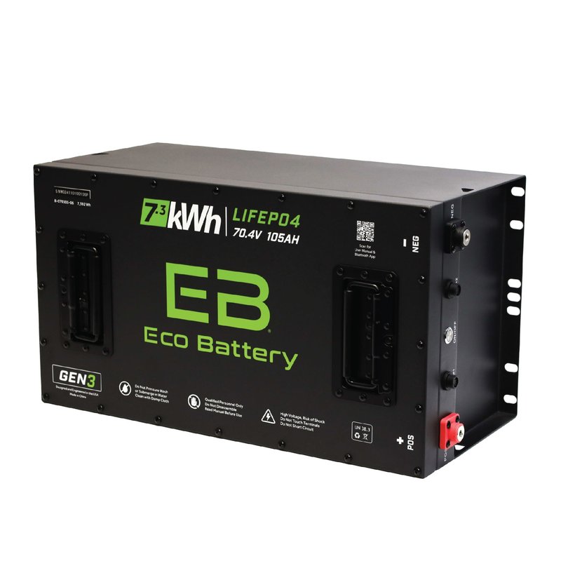 Eco Battery Gen 3 70.4V 105Ah lithium pack, angled view